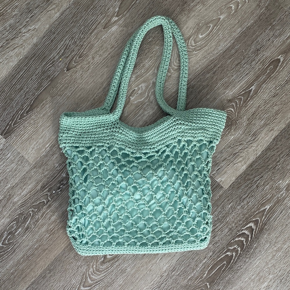 Mint Crochet Tote Bag - Beach Bag